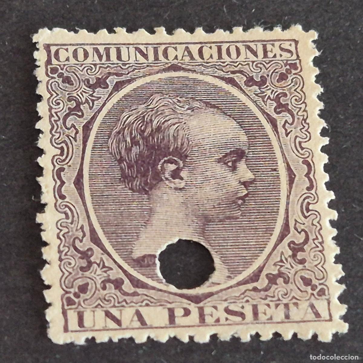 Sellos: ESPA&Ntilde;A, 1889, ALFONSO XIII, EDIFIL 226, VARIEDAD 226T, TALADRADO, TEL&Eacute;GRAFOS, ( LOTE AR )