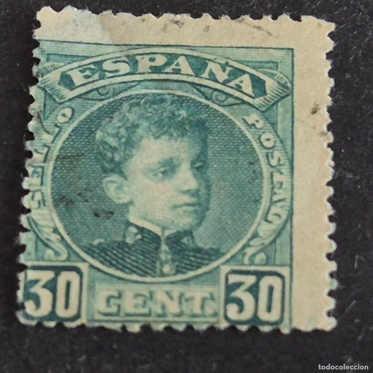Sellos: ESPA&Ntilde;A, 1901, ALFONSO XIII, EDIFIL 249, MATASELLO FECHADOR, ADELGAZADO, (LOTE AR)