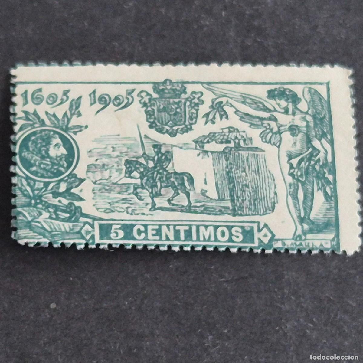 Sellos: ESPA&Ntilde;A, 1905, III CENT. PUBLICACI&Oacute;N DE EL QUIJOTE, EDIFIL 257*, NUEVO, GOMA, FIJASELLO, (LOTE AR)