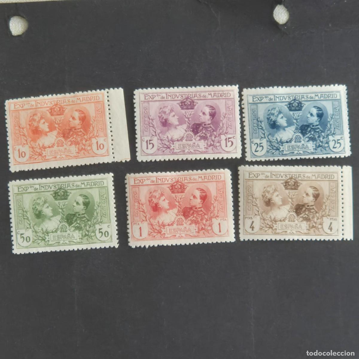 Sellos: ESPA&Ntilde;A, 1907, EXPOSICI&Oacute;N INDUSTRIAS DE MADRID, EDIFIL SR1-SR6*, SR 1 - SR 6*, NUEVO, LEER, (LOTE AR)