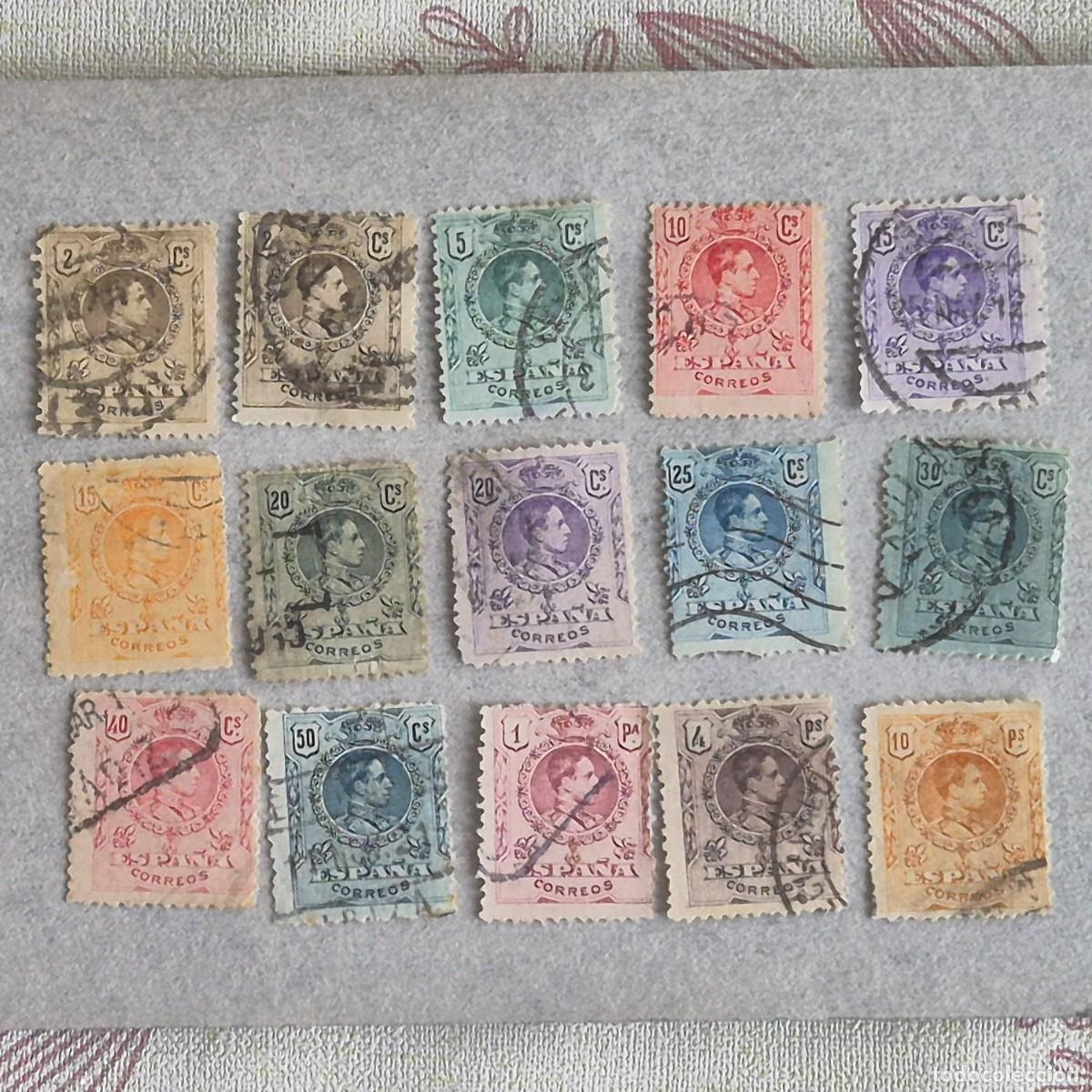 Sellos: ESPA&Ntilde;A, 1909, ALFONSO XIII, TIPO MEDALL&Oacute;N, EDIFIL 267-280, COMPLETA, USADOS, (LOTE AR)
