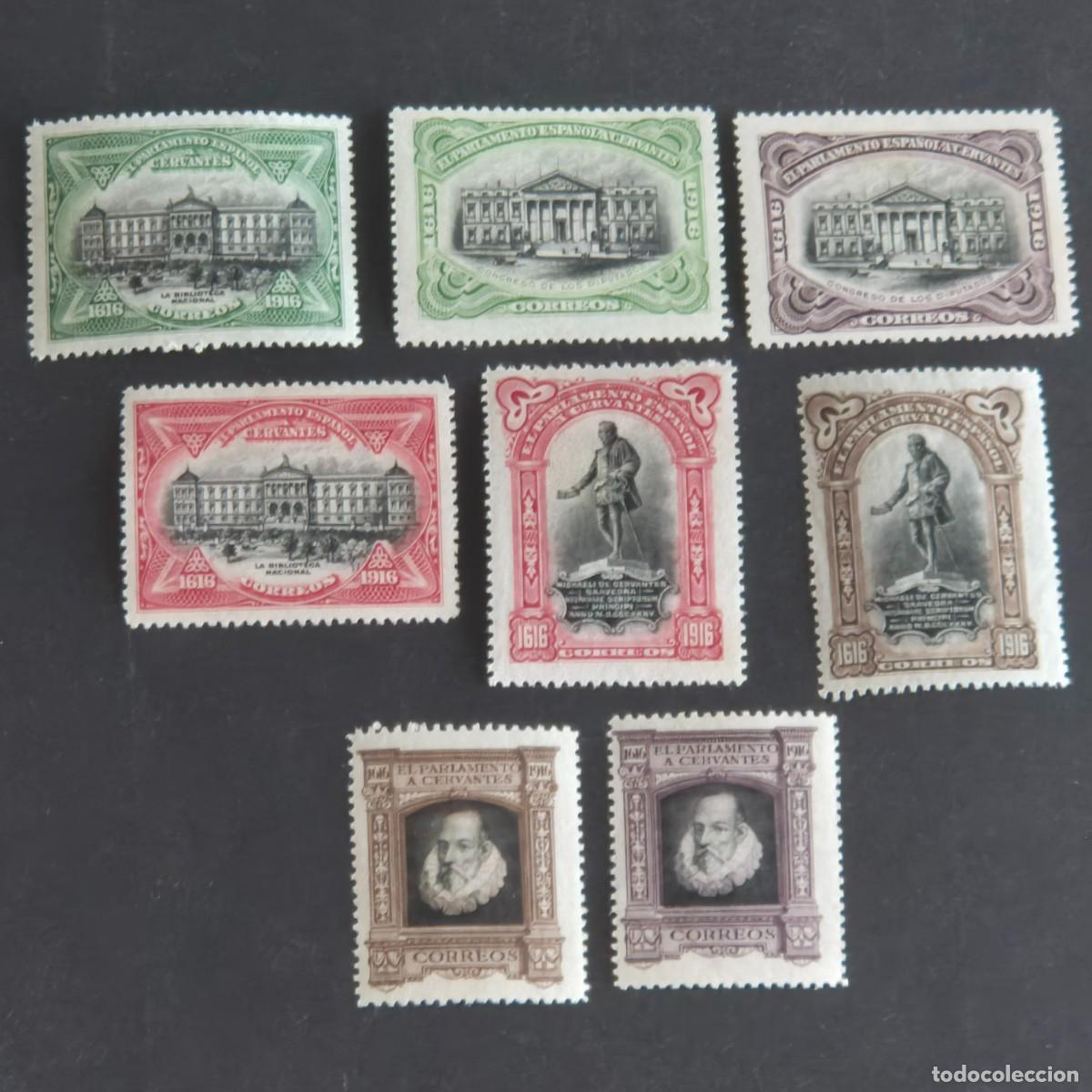 Sellos: ESPA&Ntilde;A, 1916, CENTENARIO MUERTE CERVANTES, EDIFIL FR11-FR18*, FR 11- FR 18,NUEVO,GOMA,LEE, (LOTE AR)