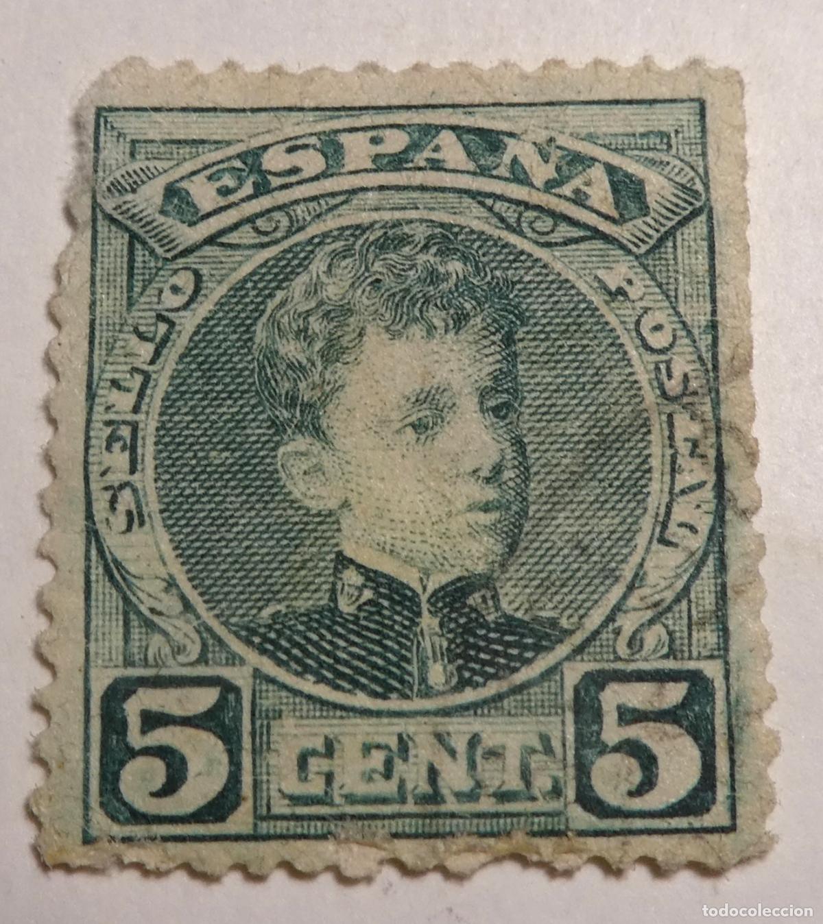 Sellos: Sello Postal de 5 c&eacute;ntimos 1901 , Alfonso XIII