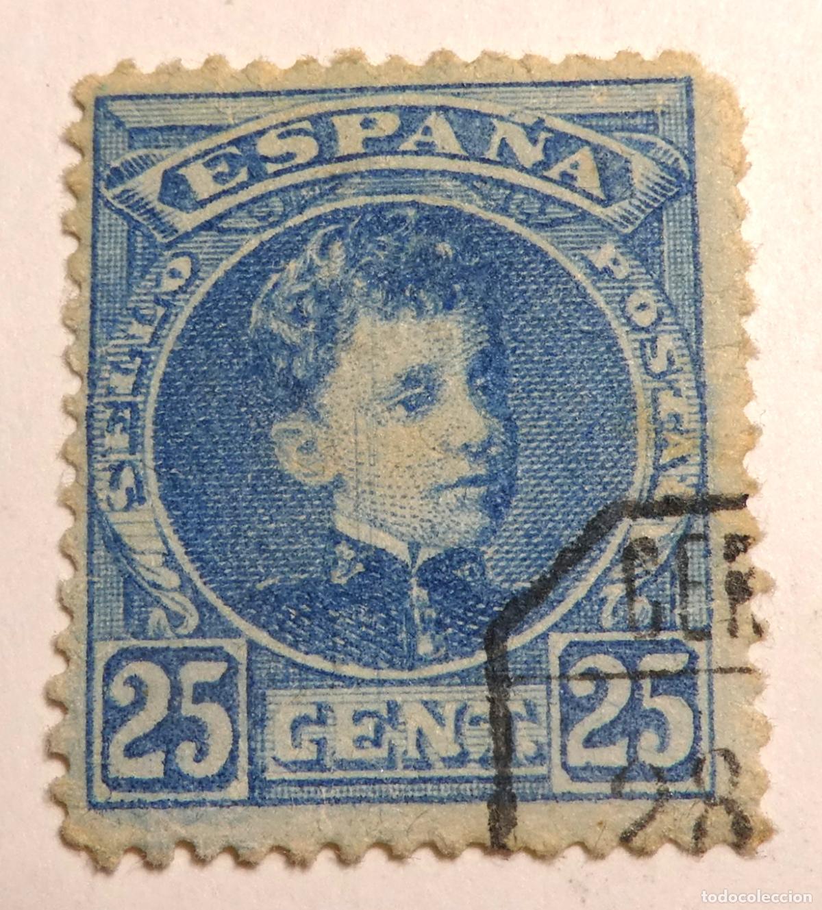 Sellos: Sello Postal de 25 c&eacute;ntimos 1901-05 Alfonso XIII ,tipo Cadete