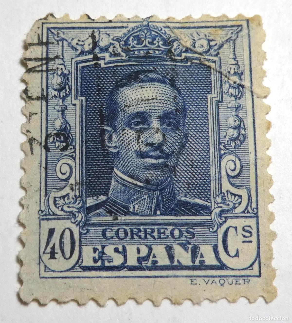 Sellos: Sello Postal de 40 c&eacute;ntimos 1922 Alfonso XIII ,Tipo Vaquer