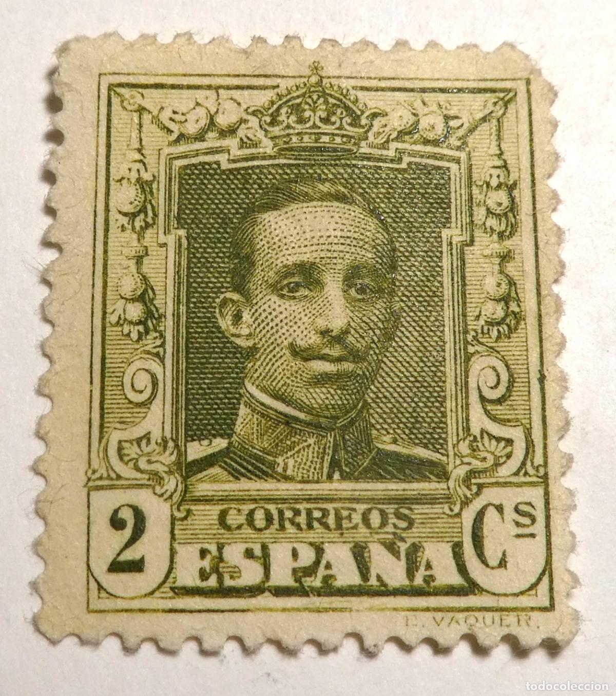 Sellos: Sello Postal de 2 c&eacute;ntimos 1922 Alfonso XIII ,Tipo Vaquer