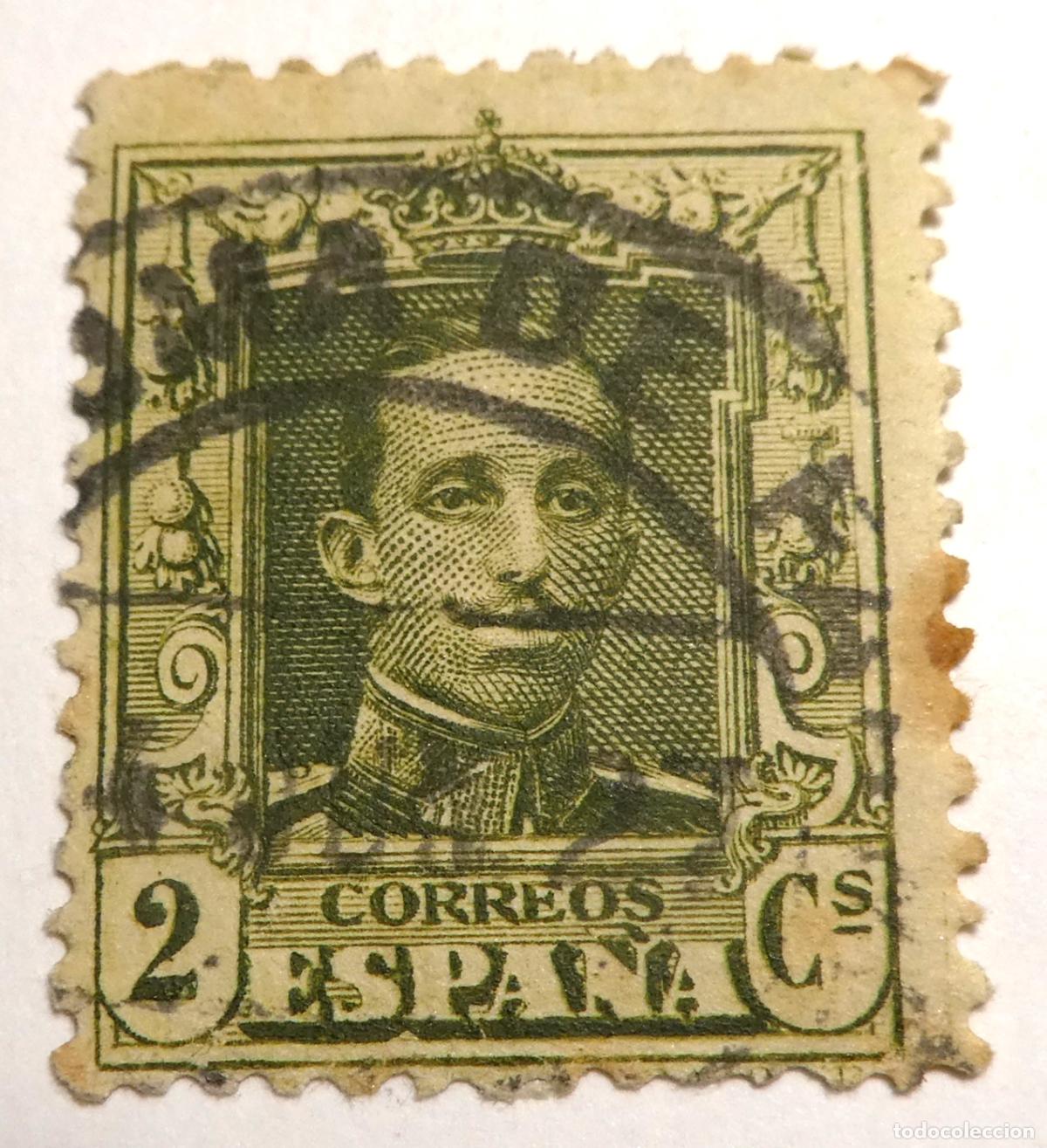 Sellos: Sello Postal de 2 c&eacute;ntimos 1922 Alfonso XIII ,Tipo Vaquer