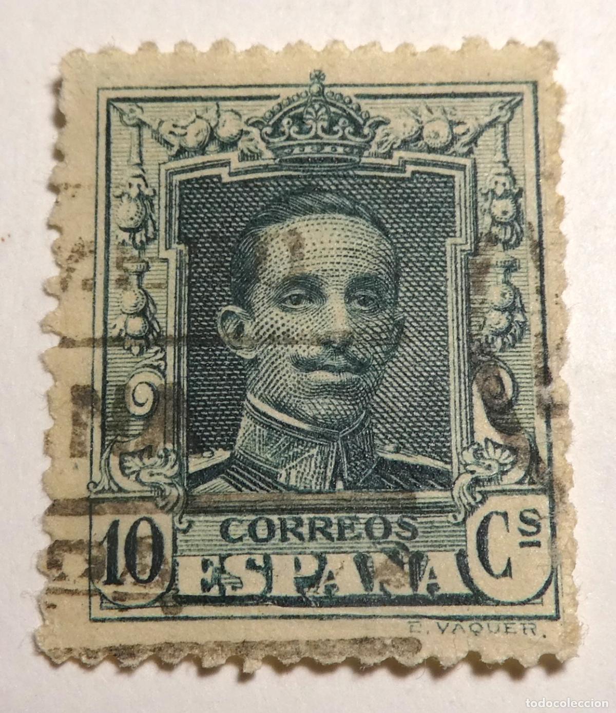 Sellos: Sello Postal de 10 c&eacute;ntimos 1922-30 Alfonso XIII ,Tipo Vaquer
