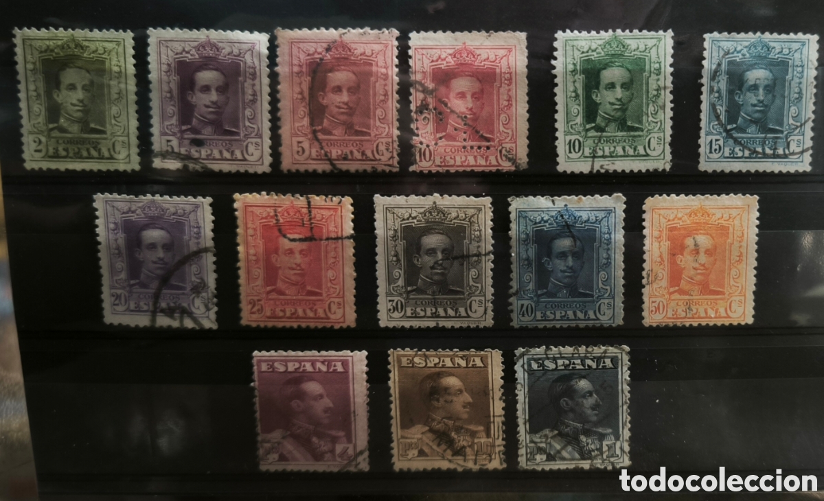 Sellos: Espa&ntilde;a. 1922/1930. Alfonso XIII. Edifil 310/323. Usados con fijasellos.