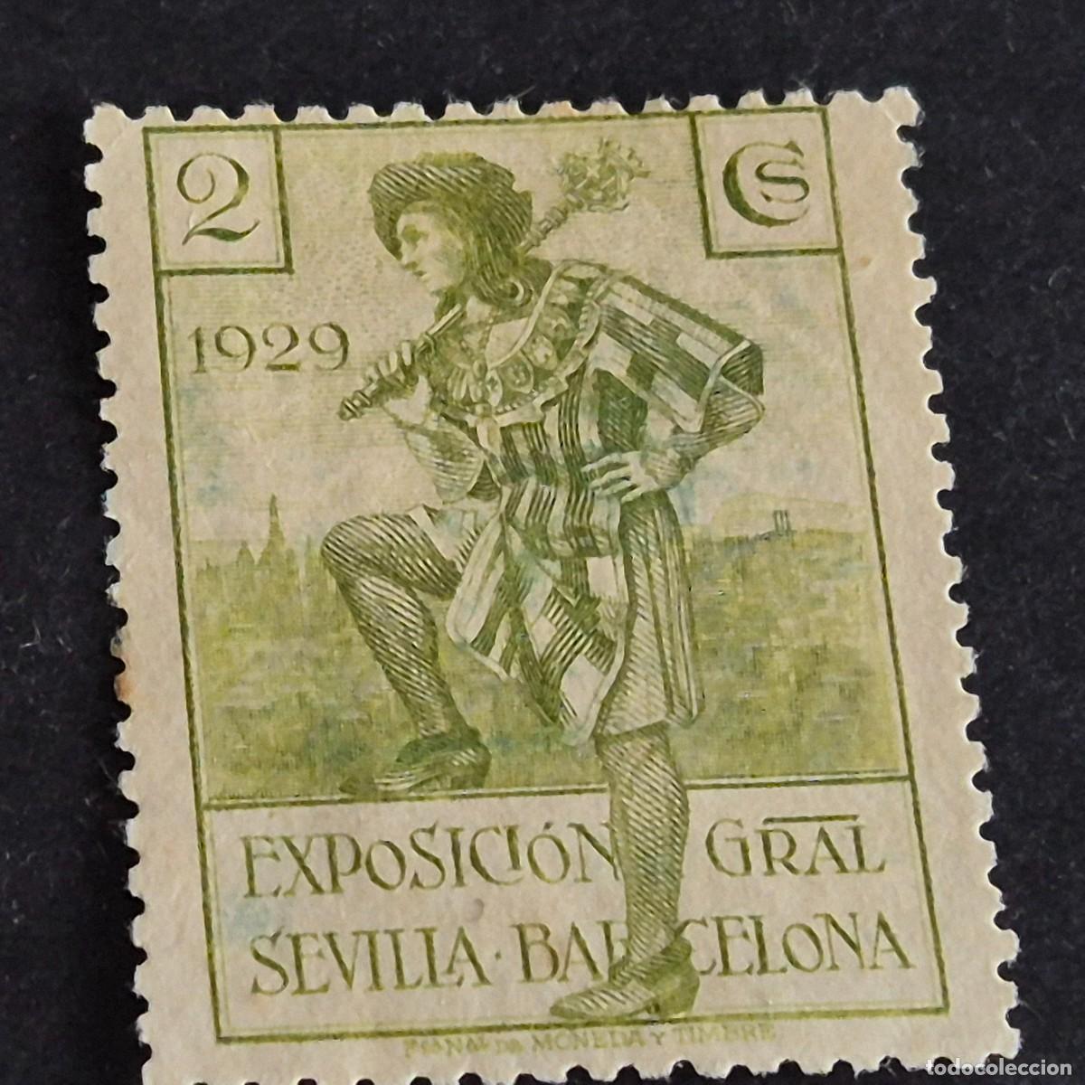 Sellos: ESPA&Ntilde;A, 1929, EXPOSICIONES SEVILLA - BARCELONA, EDIFIL 435, NUEVO SIN GOMA, ( LOTE AR )