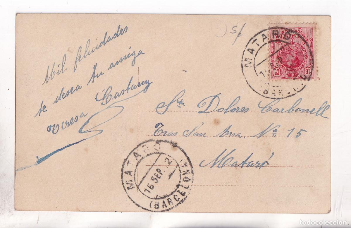 Sellos: POSTAL. CORREO INTERIOR MATAR&Oacute;. BARCELONA. 1912. MEDALL&Oacute;N