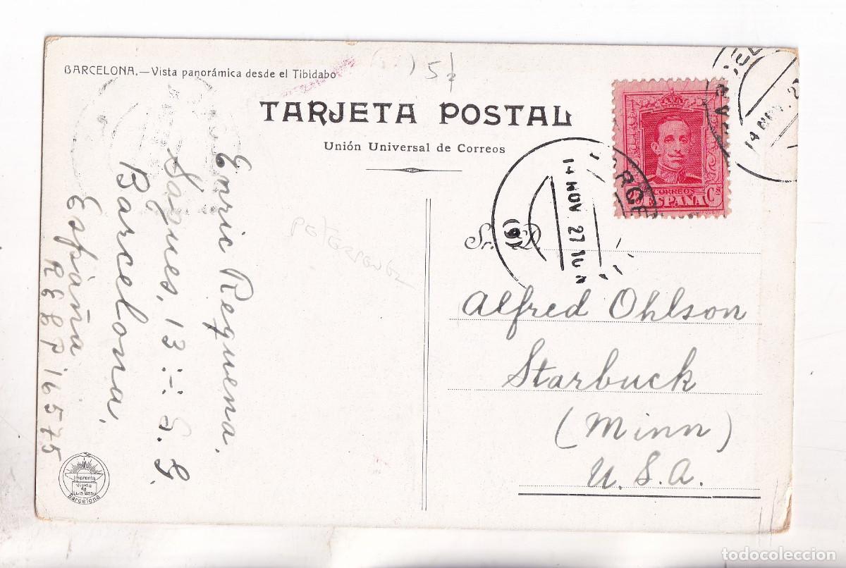 Sellos: POSTAL. BARCELONA. 1927. A ESTADOS UNIDOS. VAQUER