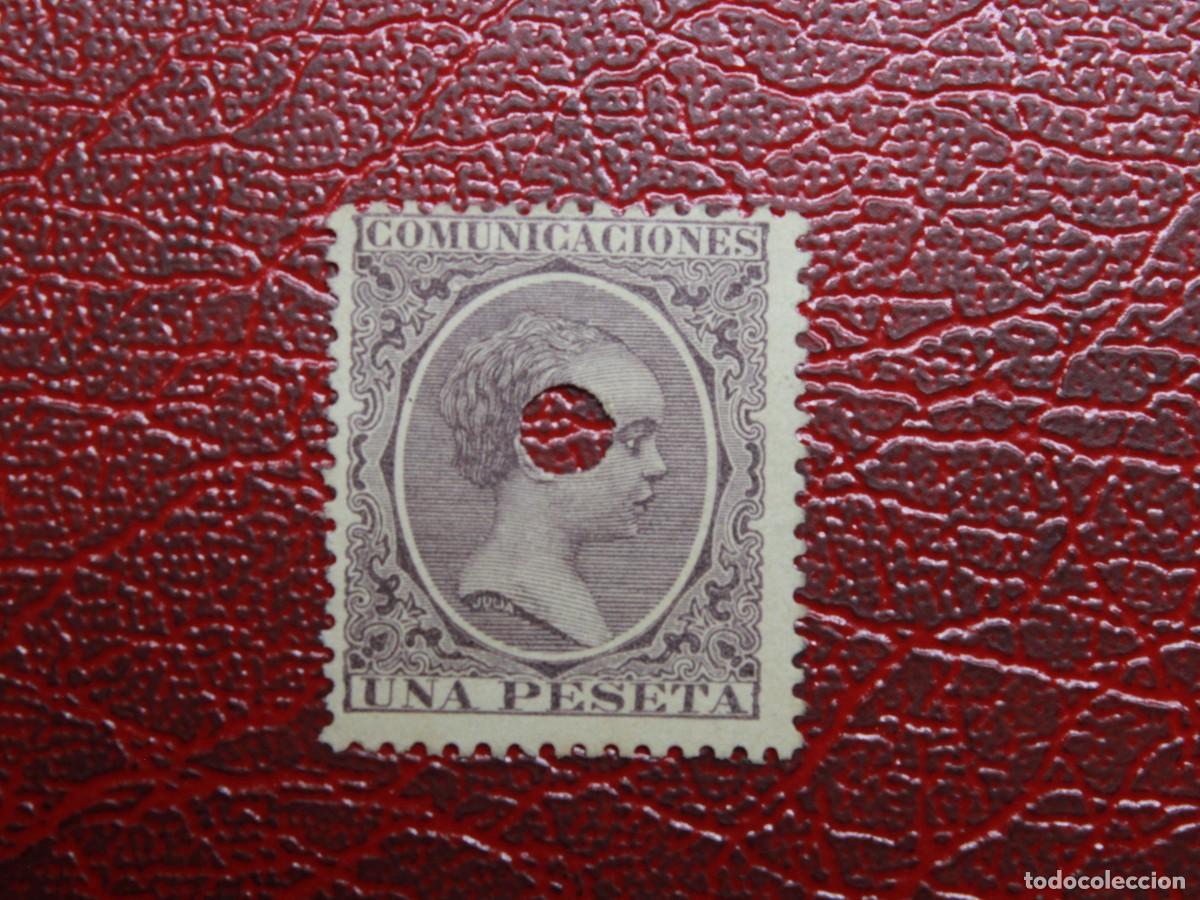 Sellos: Espa&ntilde;a 1889 &ndash; Alfonso XIII &ndash; 1 peseta violeta-negro &ndash; Edifil 226 &ndash; utilizado en Tel&eacute;gra