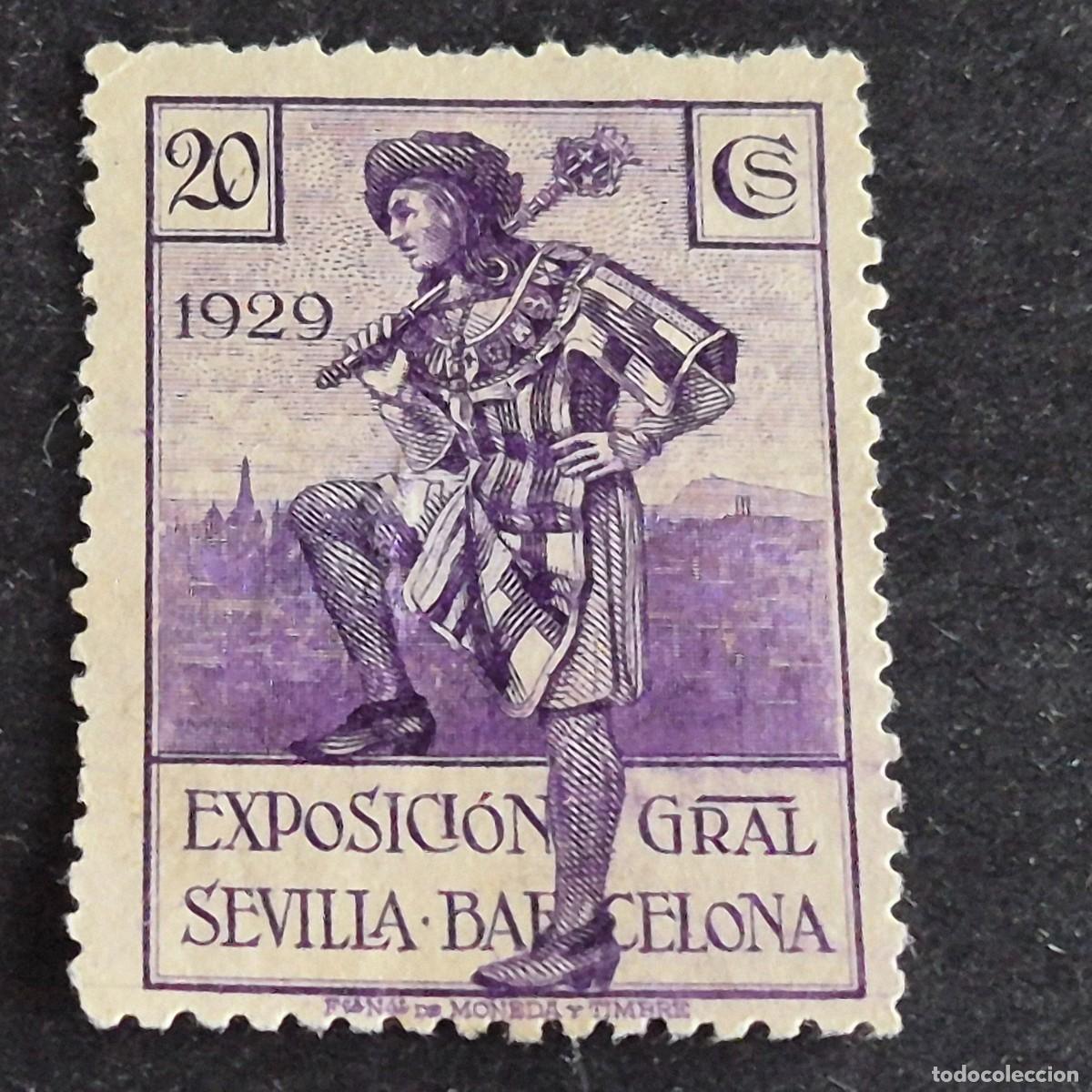 Sellos: ESPA&Ntilde;A, 1929, EXPOSICIONES SEVILLA - BARCELONA, EDIFIL 439, NUEVO SIN GOMA, LEER, ( LOTE AR )