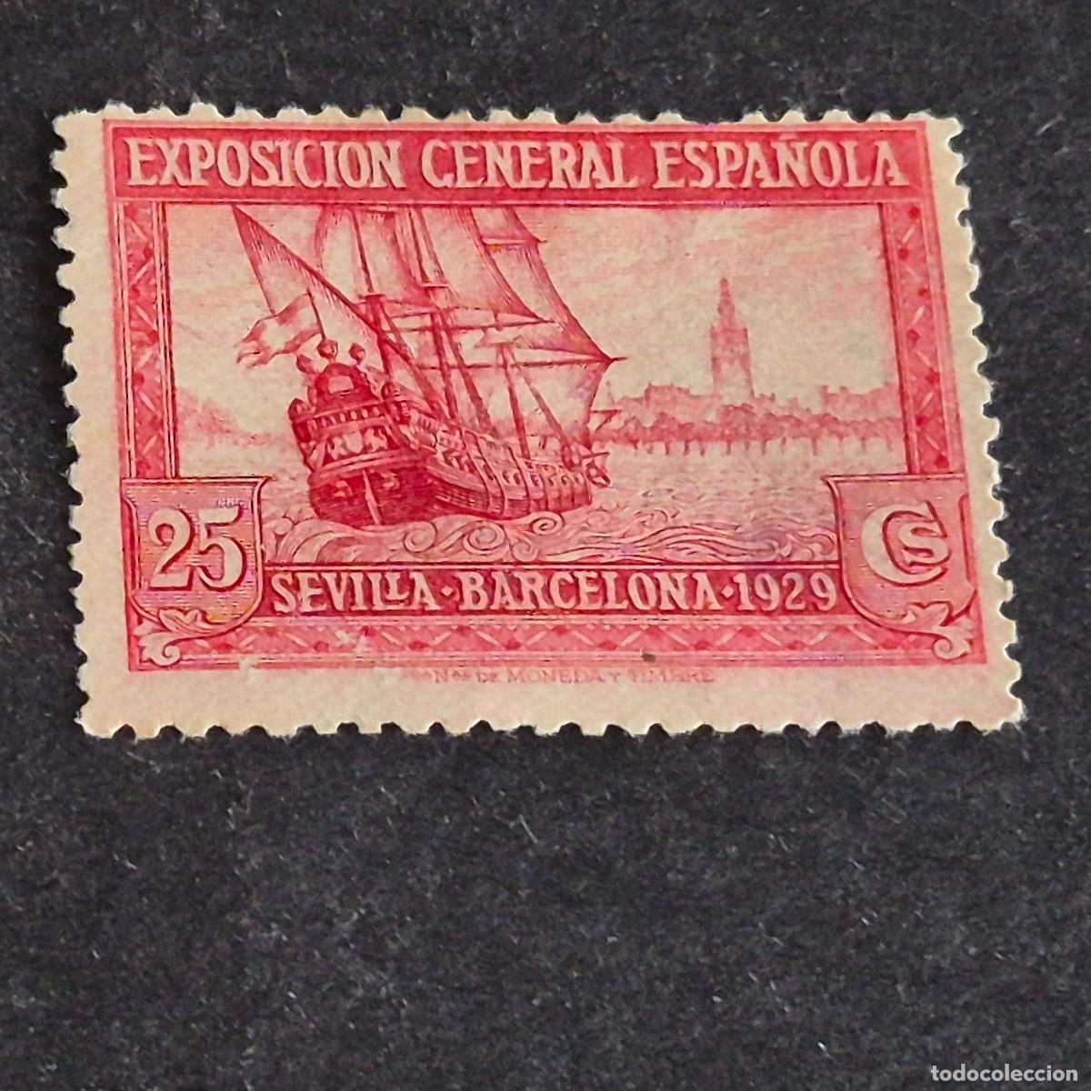 Sellos: ESPA&Ntilde;A, 1929, EXPOSICIONES SEVILLA - BARCELONA, EDIFIL 440, NUEVO SIN GOMA, ( LOTE AR )