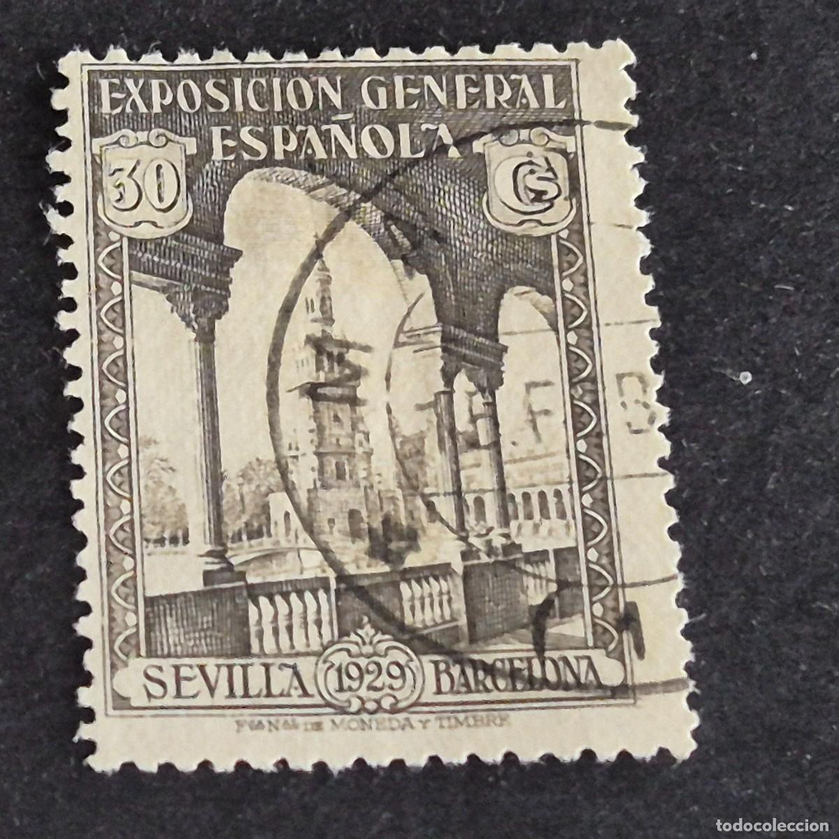 Sellos: ESPA&Ntilde;A, 1929, EXPOSICIONES SEVILLA - BARCELONA, EDIFIL 441, USADO, ( LOTE AR )