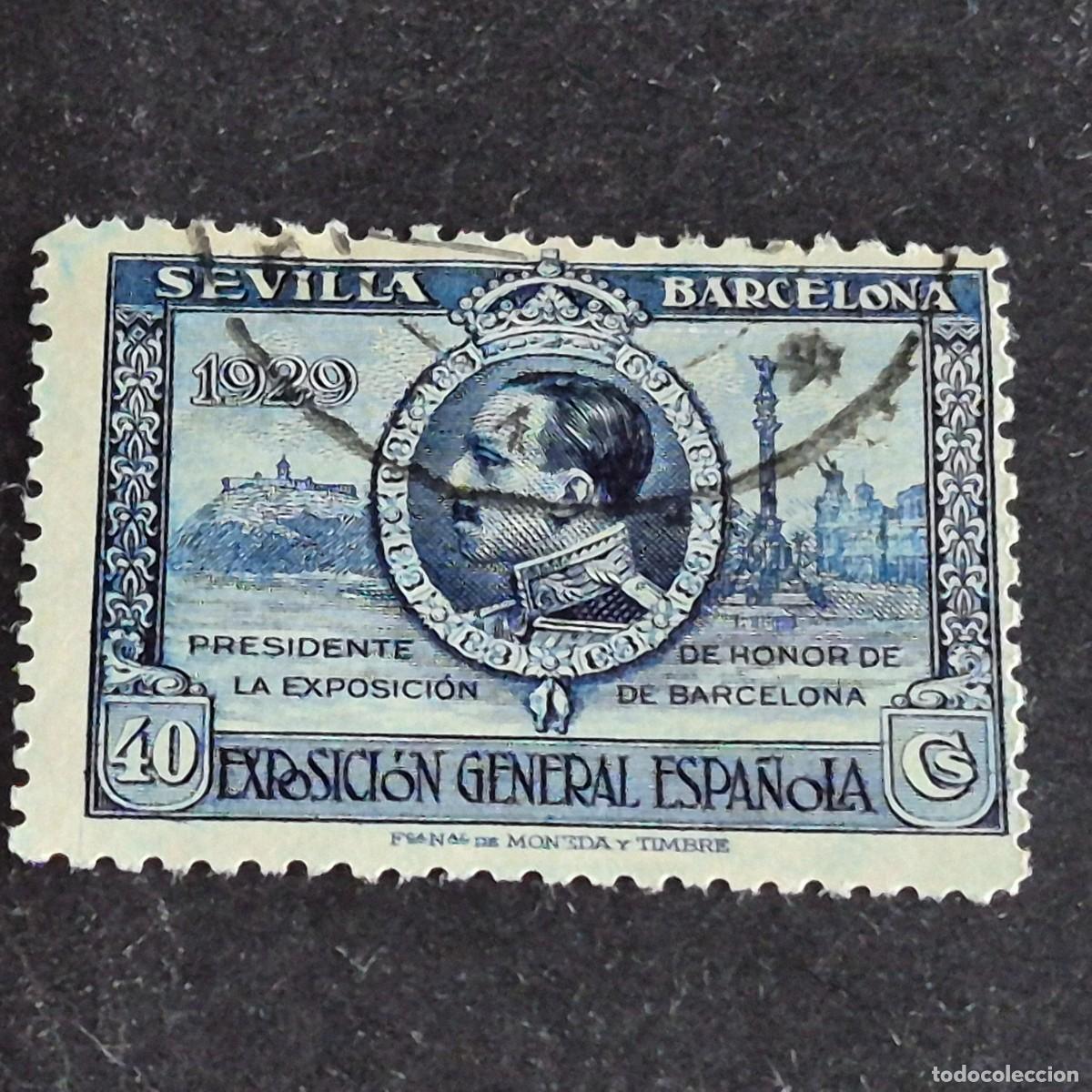 Sellos: ESPA&Ntilde;A, 1929, EXPOSICIONES SEVILLA - BARCELONA, EDIFIL 442, USADO, ( LOTE AR )