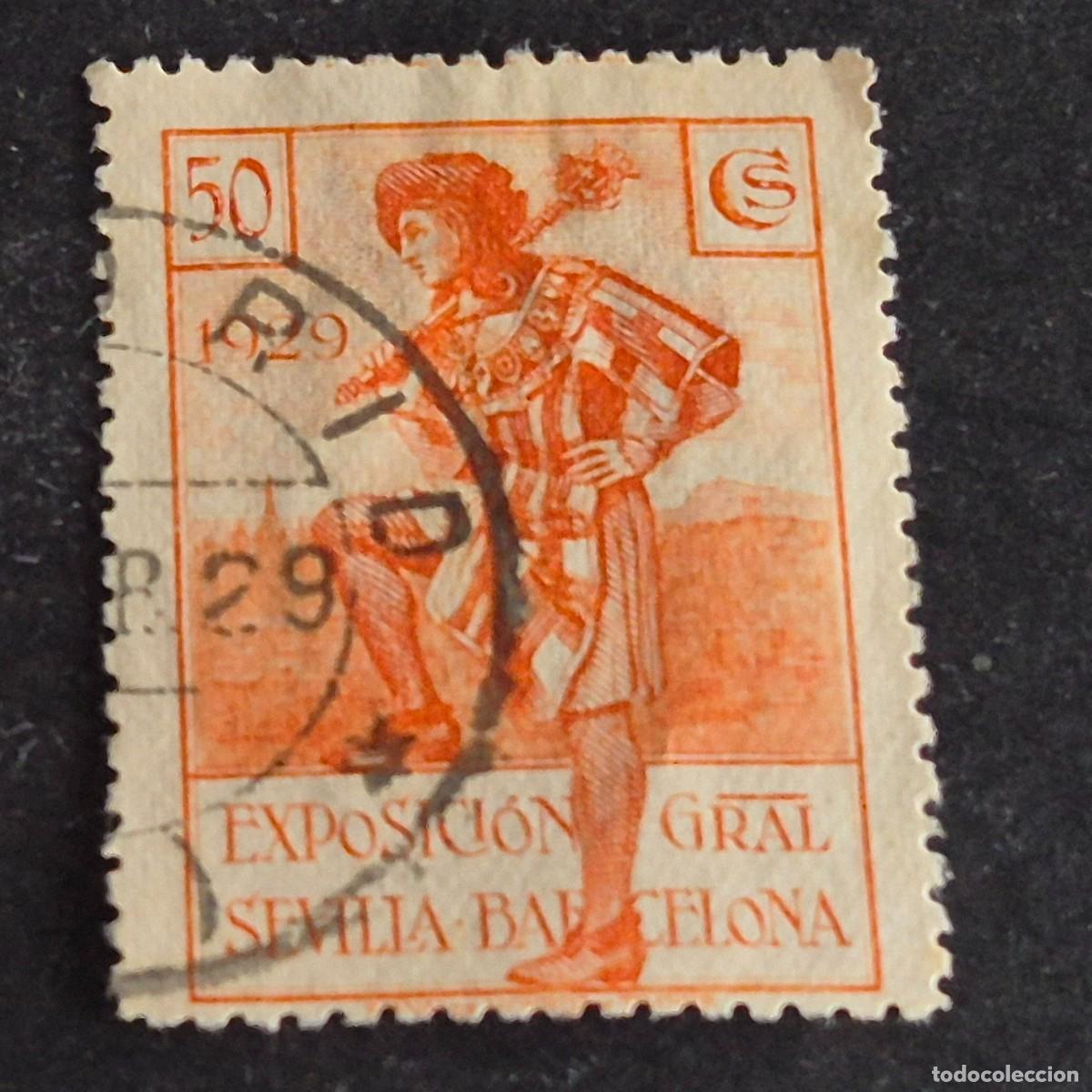 Sellos: ESPA&Ntilde;A, 1929, EXPOSICIONES SEVILLA - BARCELONA, EDIFIL 443, USADO, ( LOTE AR )