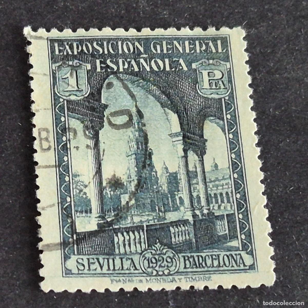 Sellos: ESPA&Ntilde;A, 1929, EXPOSICIONES SEVILLA - BARCELONA, EDIFIL 444, USADO, ( LOTE AR )