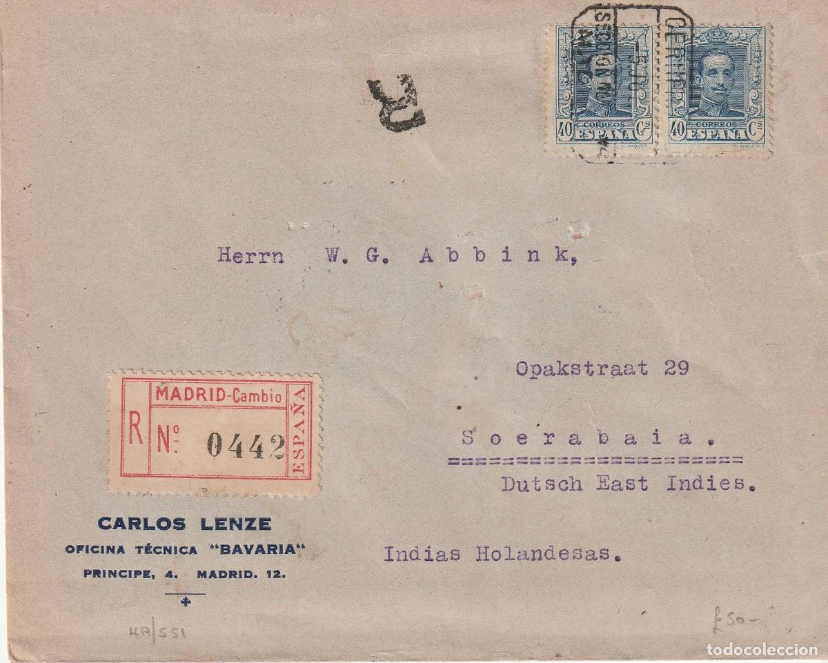 Sellos: Alfonso XIII, 1930. Madrid a Surabaya, Java. Indias holandesas.