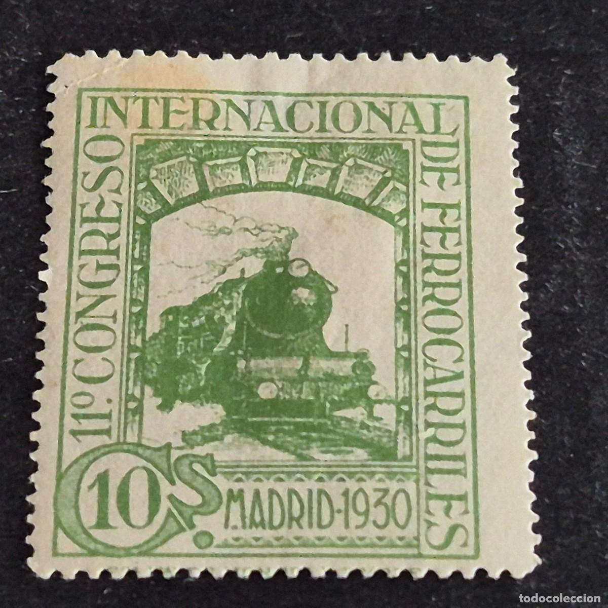 Sellos: ESPA&Ntilde;A, 1930, XII CONGRESO INTERN. FERROCARRILES, EDIFIL 472*, NUEVO, GOMA, FIJASELLO, ( LOTE AR )