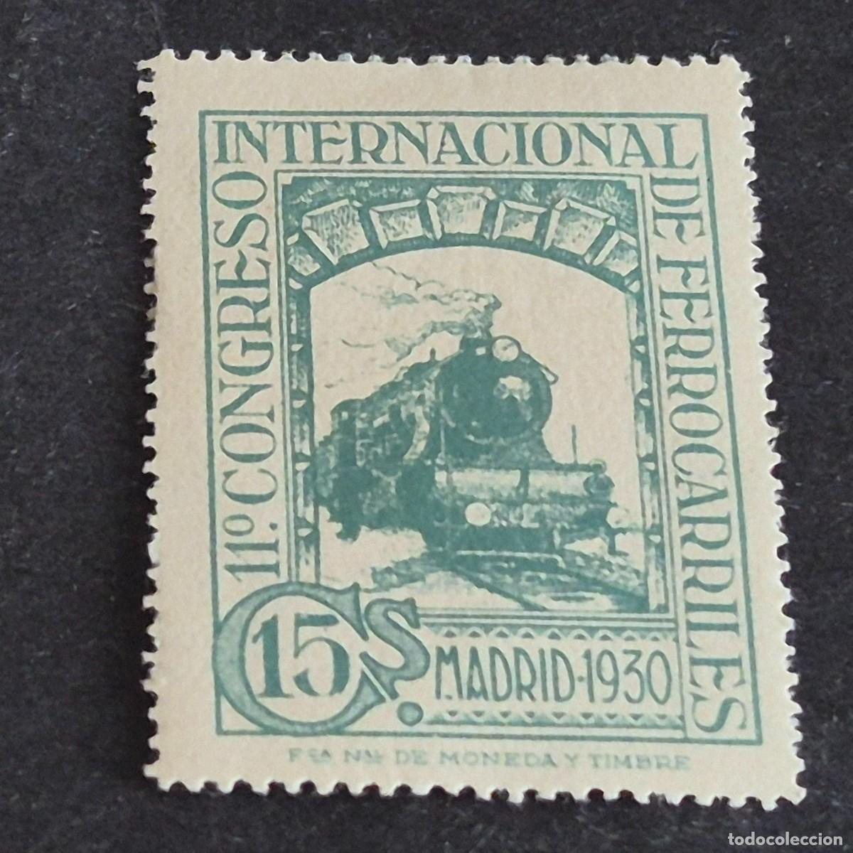 Sellos: ESPA&Ntilde;A, 1930, XII CONGRESO INTERN. FERROCARRILES, EDIFIL 473*, NUEVO, GOMA, POCO FIJASE, ( LOTE AR )