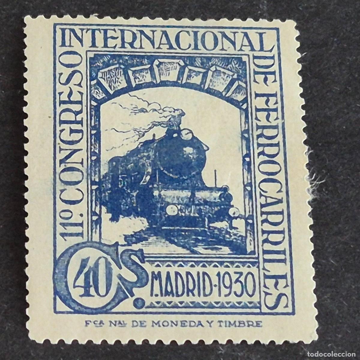 Sellos: ESPA&Ntilde;A, 1930, XII CONGRESO INTERN. FERROCARRILES, EDIFIL 477*, NUEVO, GOMA, FIJASELLO, ( LOTE AR )