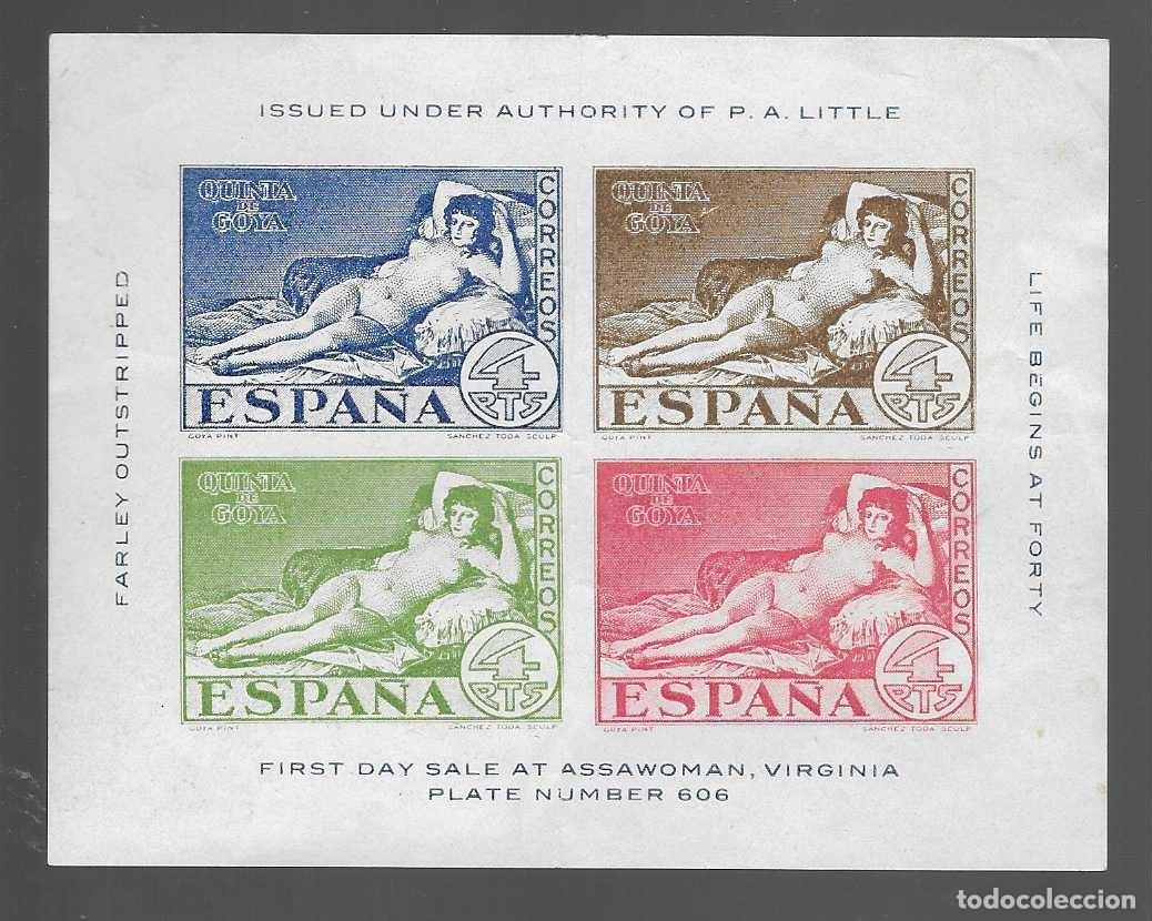 Sellos: GOYA-SIN DENTAR-VENTA PRIMER DIA VIRGINIA N&ordm; 606- EMITIDO AUTORIDAD P.A.LITTLE-MIDE 12X9.50 C.M.