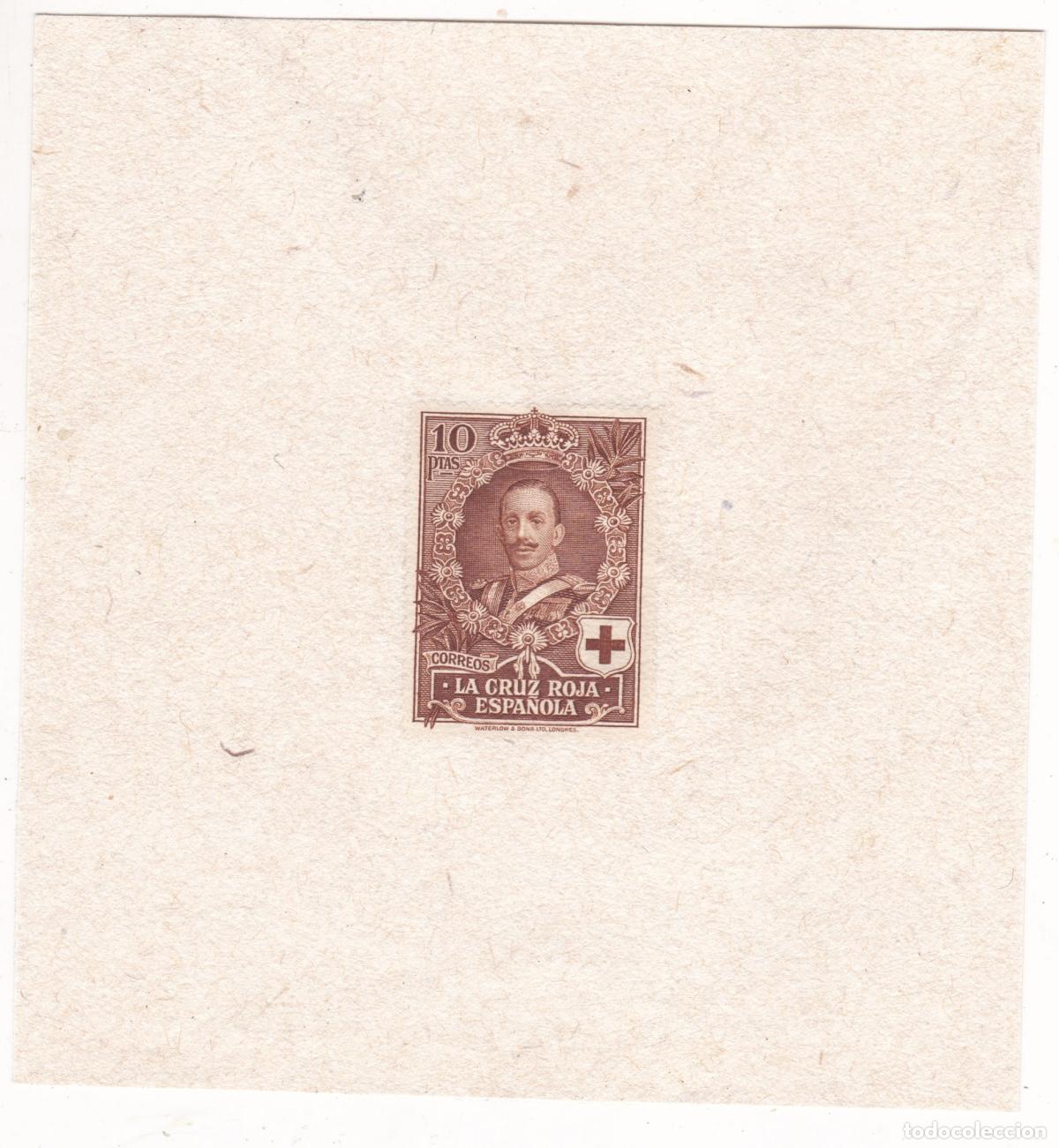 Sellos: AA19- Alfonso XIII Cruz Roja 10 Ptas HOJA BLOQUE PRUEBA Particular
