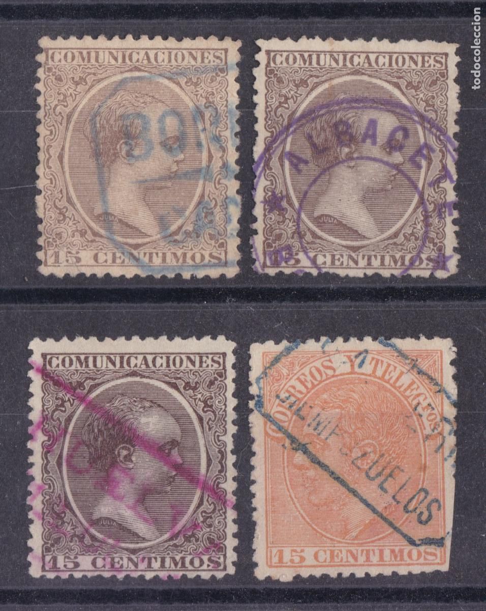 Sellos: AA13- Alfonso XII/XIII Carterias Especiales BORNOS, BONETE , BOLLULLOS y Oficial CIEMPOZUELOS