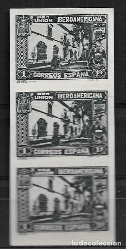 Sellos: ESPA&Ntilde;A 1930, EDIFIL 578ccas 1pts. PIZARRA SIN DENTAR EN TIRA DE TRES (*)