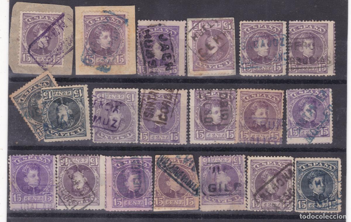 Sellos: FC-225- Alfonso XIII Cadete . Lote 20 Sellos Matasellos CARTERIA