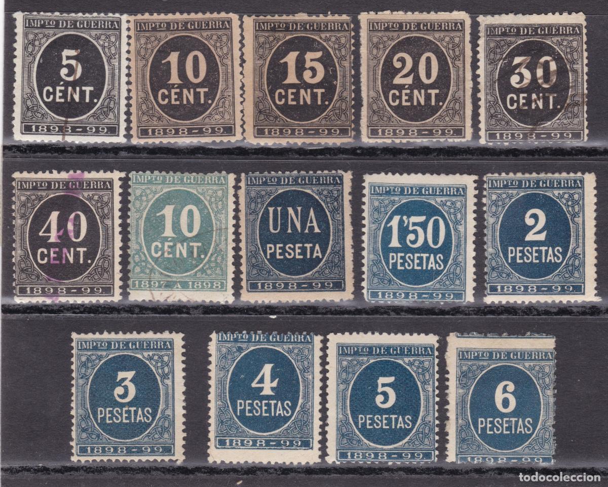 Sellos: FC-245- CIFRAS Impuesto de GUERRA x 14 Valores 5 Cts a 6 Ptas