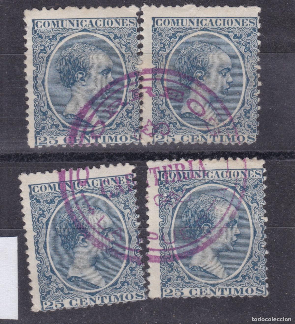 Sellos: AA14-Alfonso XIII Pel&oacute;n x 4 Matasellos Carter&iacute;a Especial LA PUERTA Guadalajara. No Catalogada