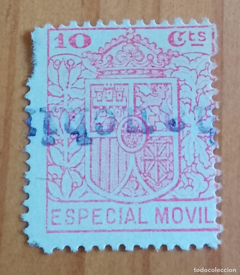 Sellos: 10 CTS - FISCAL, TIMBRE ESPECIAL M&Oacute;VIL - CON N&Uacute;MERO DE CONTROL AL DORSO.
