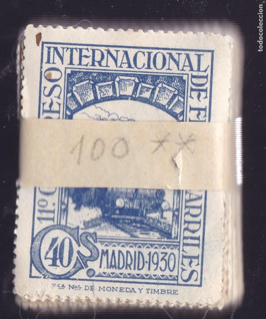 Sellos: FC-AZ- FERROCARRILES 1930 . 30 Cts Edifil 477. Pastilla 100 sellos ** Sin Fijasellos. 700 eur