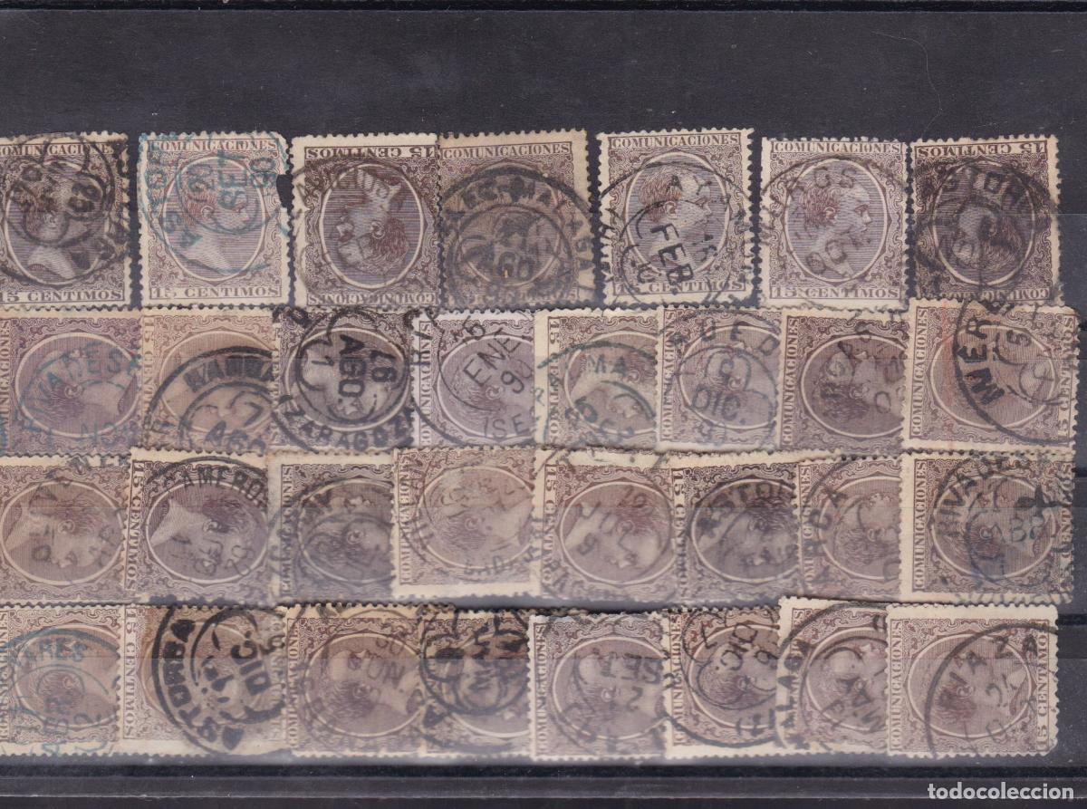 Francobolli: FC-271-Alfonso XIII Pel&oacute;n x 31 Sellos Matasellos TREBOL
