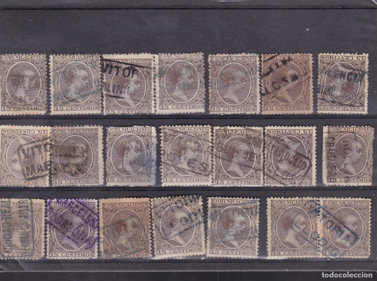 Sellos: FC-16-Alfonso XIII Pel&oacute;n x 21 Sellos Matasellos CARTERIA