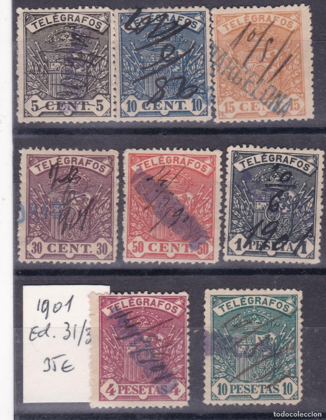 Sellos: FC-186- TELEGRAFOS Emisi&oacute;n 1901 Edifil 31/38Usados . Buena Calidad