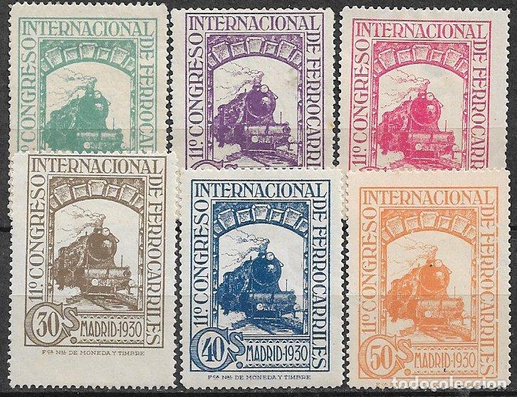 Sellos: 1930 XI Congreso Internacional de Ferrocarriles, EDIFIL n&ordm; 473 a 478 *