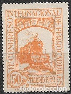 Sellos: 1930 XI Congreso Internacional de Ferrocarriles, EDIFIL n&ordm; 478 (*)