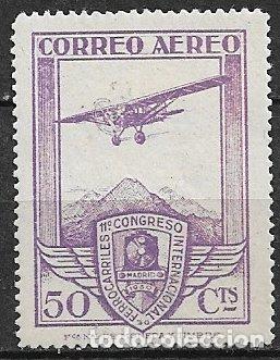 Sellos: 1930 XI Congreso Internacional de Ferrocarriles, a&eacute;reos, EDIFIL n&ordm; 486 (*) lujo