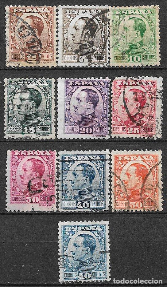 Sellos: 1930 Alfonso XIII, EDIFIL n&ordm; 490 a 498, con 497 A (o)