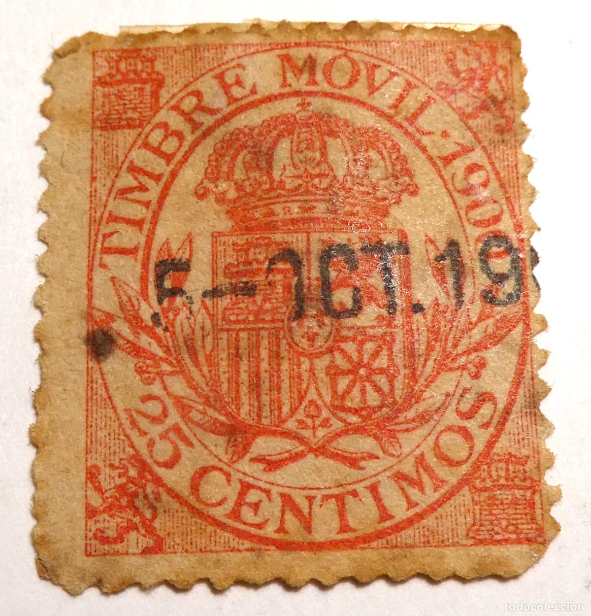 Sellos: Timbre movil 25 c&eacute;ntimos de 1903