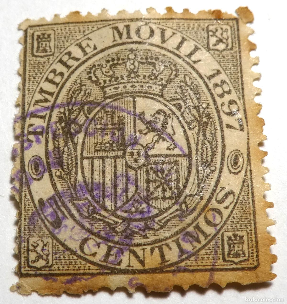 Sellos: Timbre movil 5 c&eacute;ntimos de 1898