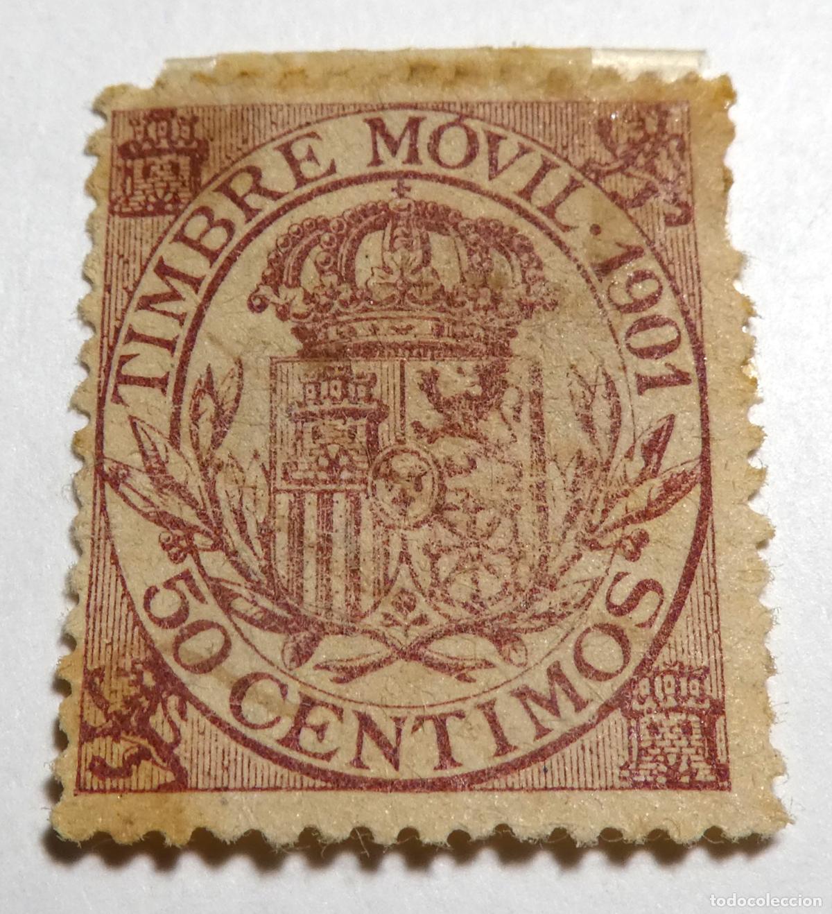 Sellos: Timbre movil 50 c&eacute;ntimos de 1901