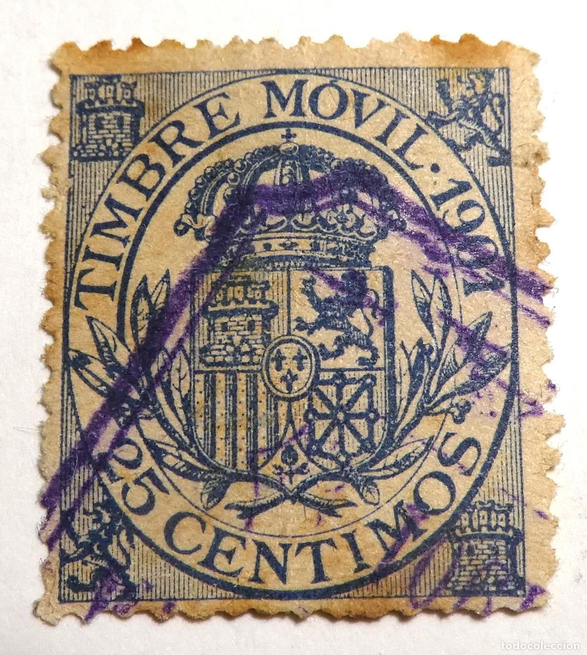 Sellos: Timbre movil 25 c&eacute;ntimos de 1901