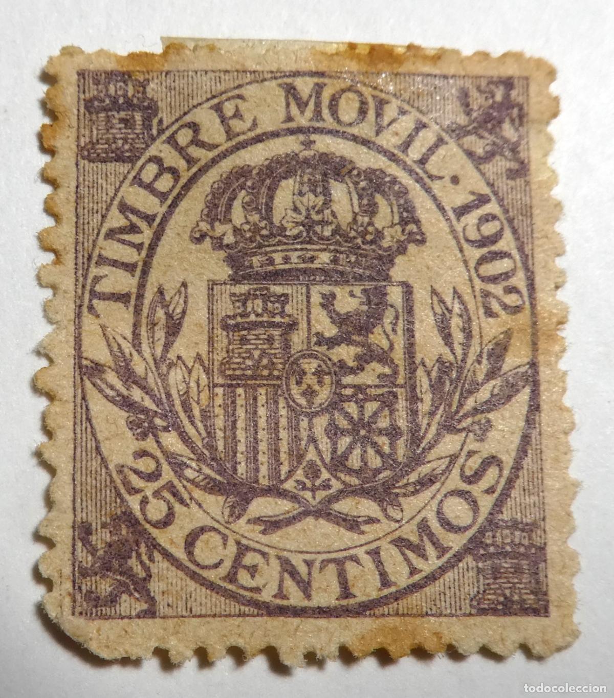 Sellos: Timbre movil 25 c&eacute;ntimos de 1902