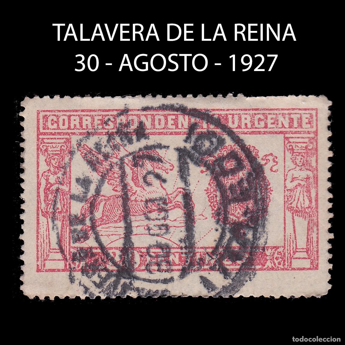 Sellos: ALFONSO XIII. 1925 Pegaso. TALAVERA REINA. Edifil 324 + OBSEQUIO
