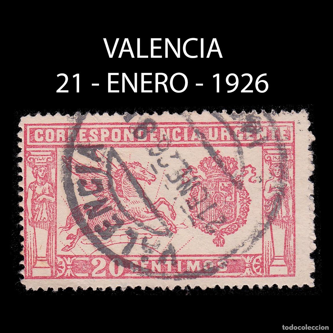 Sellos: ESPA&Ntilde;A ALFONSO XIII. 1925 Pegaso. VALENCIA. Edifil 324 + OBSEQUIO